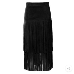 Elegant Black Fringe Skirt